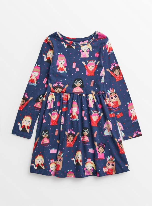 Navy Christmas Friends Dress 6 years